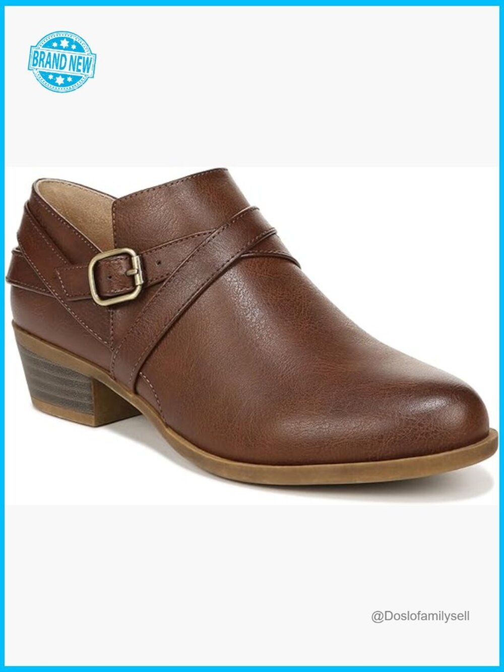 Faux Leather Ankle Bootie with Block Heel and Memory Foam Comfort